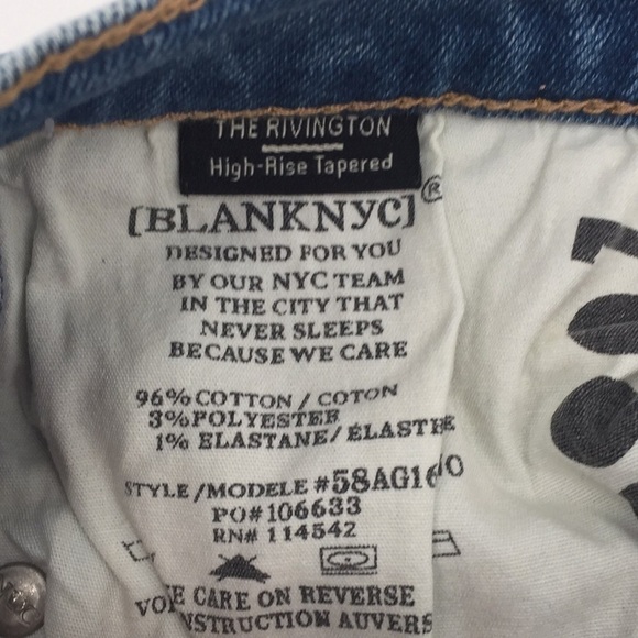 NWT Blank NYC The Rivington High Rise Tapered Jeans light Wash 25 - Picture 9 of 10